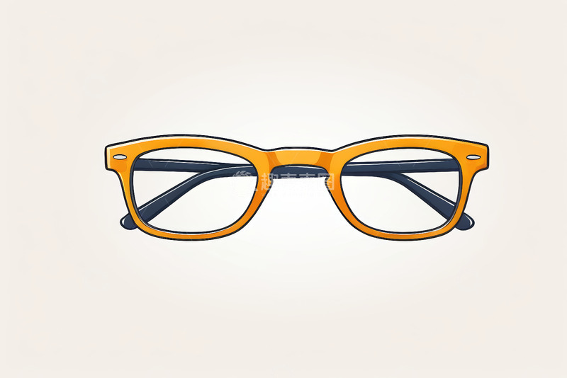 高清大图下载【趣麦麦图】橙色框架时尚眼镜插画