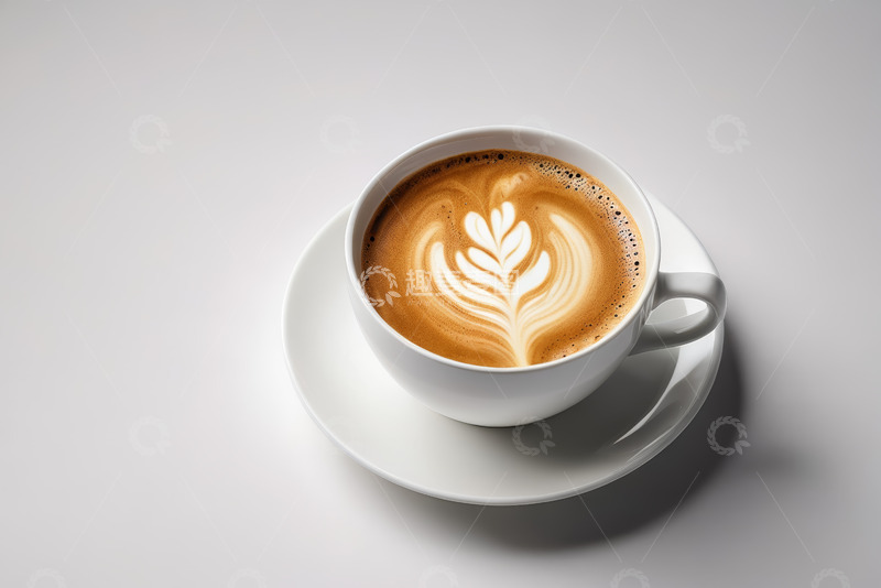 高清大图下载【趣麦麦图】白色杯碟中的拉花咖啡