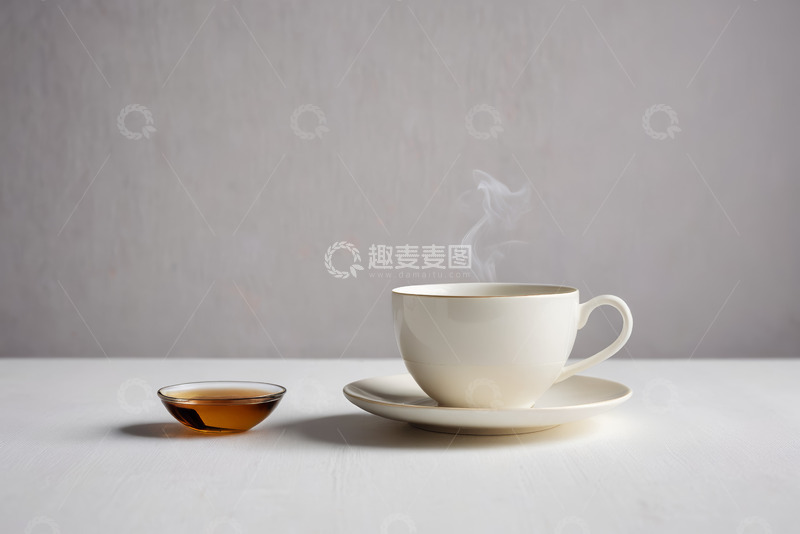高清大图下载【趣麦麦图】白色茶杯与小茶碟静物图