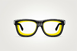 简约现代风格的黑黄边框眼镜