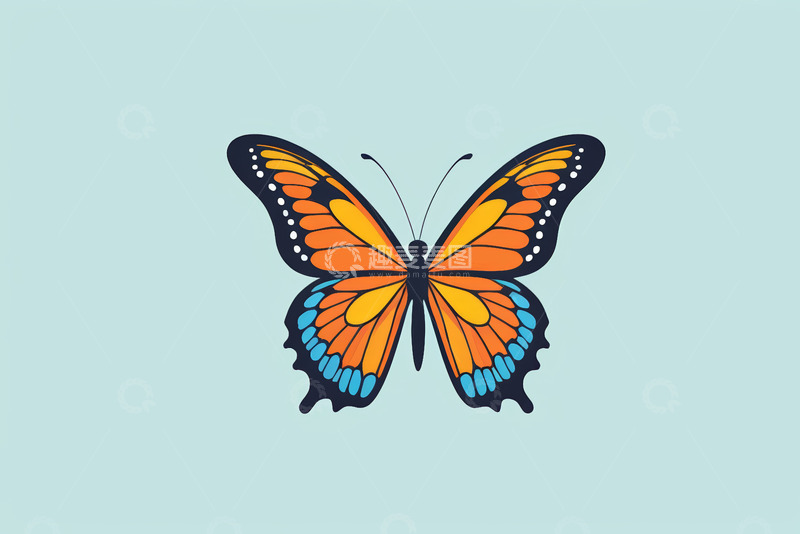 高清大图下载【趣麦麦图】彩色蝴蝶插画素材