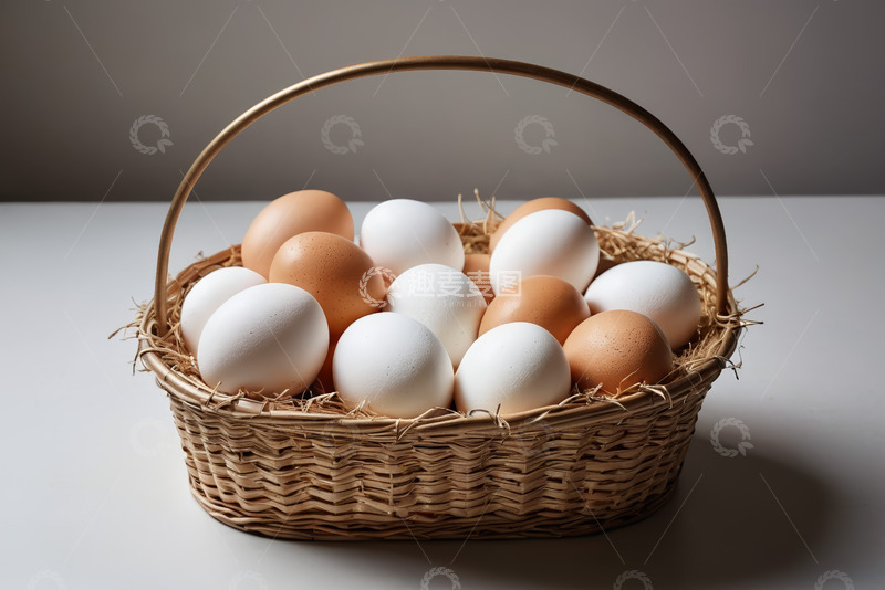 高清大图下载【趣麦麦图】篮子里的新鲜鸡蛋