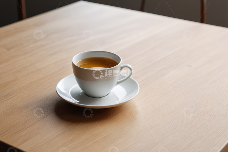 高清大图下载【趣麦麦图】木桌上的白色咖啡杯