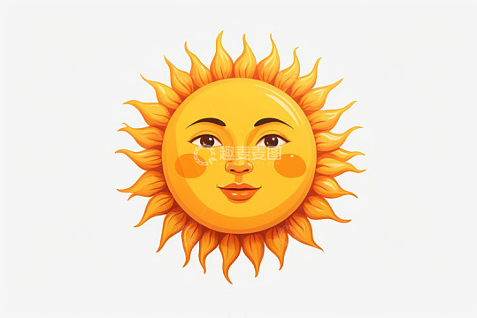 卡通风格带表情的太阳插画