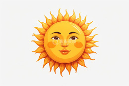 卡通风格带表情的太阳插画