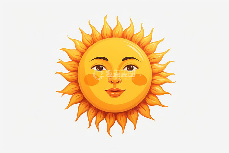 卡通风格带表情的太阳插画