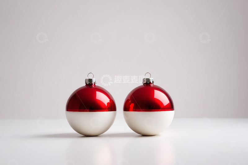 高清大图下载【趣麦麦图】红白双色圣诞装饰球