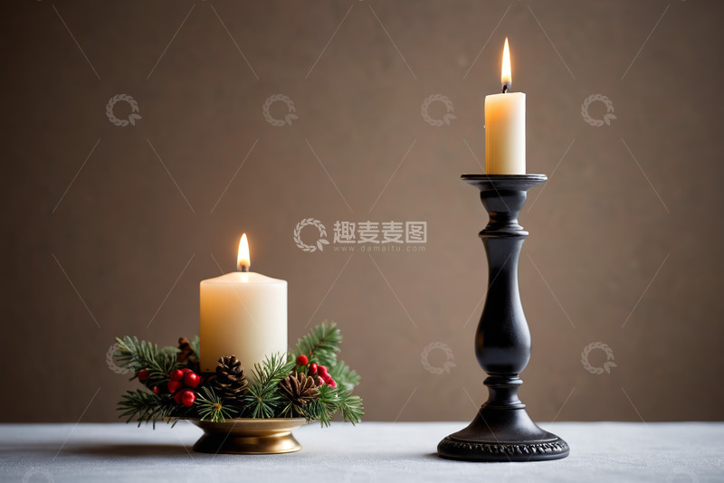 高清大图下载【趣麦麦图】装饰蜡烛及烛台特写