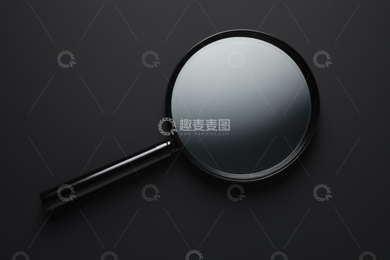 高清大图下载【趣麦麦图】黑色背景上的放大镜特写