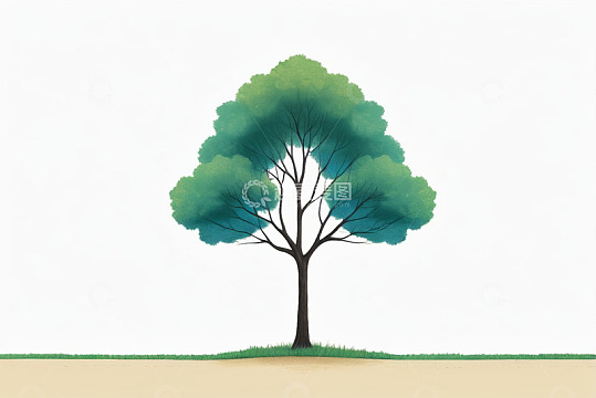 单棵绿色动画树插画素材