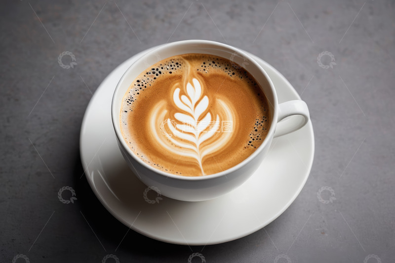 高清大图下载【趣麦麦图】白色杯子中的拉花咖啡