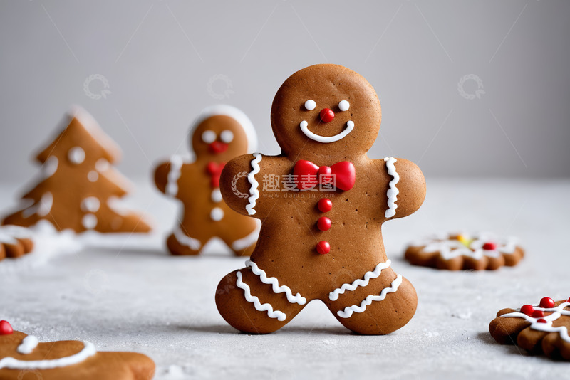 高清大图下载【趣麦麦图】圣诞姜饼人饼干特写