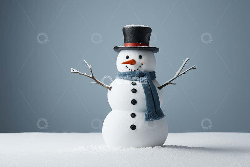 高清大图下载【趣麦麦图】戴帽围巾雪人特写