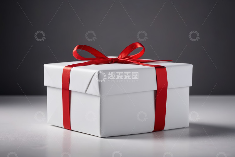 高清大图下载【趣麦麦图】白色礼物盒配红色蝴蝶结