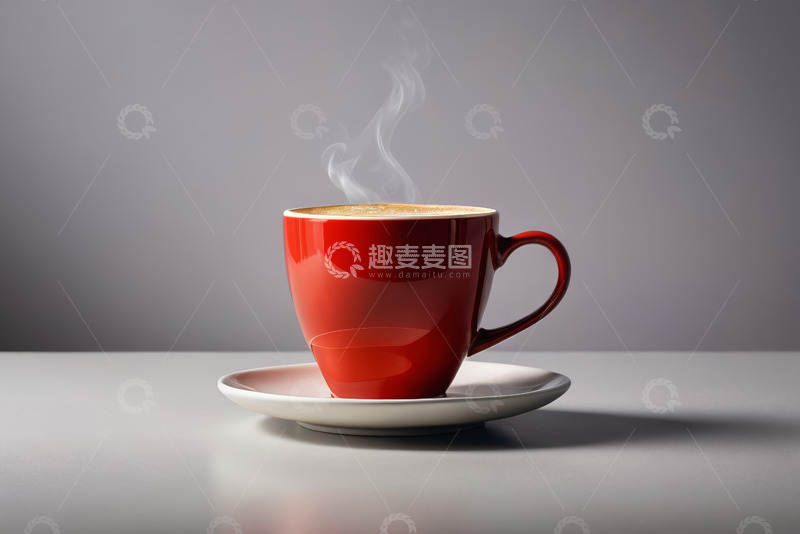 高清大图下载【趣麦麦图】红色马克杯装热咖啡