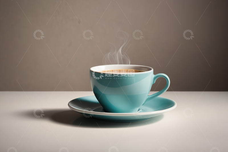 高清大图下载【趣麦麦图】蓝杯热咖啡静物特写