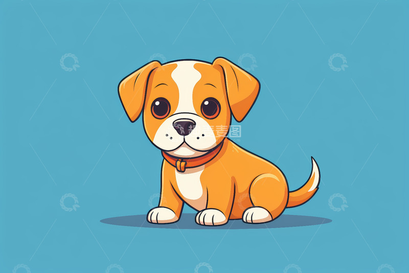 高清大图下载【趣麦麦图】卡通小狗坐立插画素材