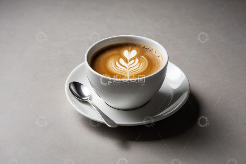 高清大图下载【趣麦麦图】白色咖啡杯中的拉花咖啡