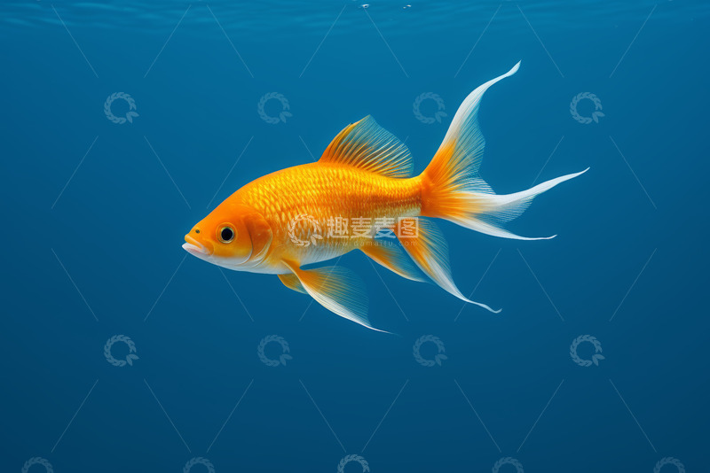 高清大图下载【趣麦麦图】水中游动的金鱼特写