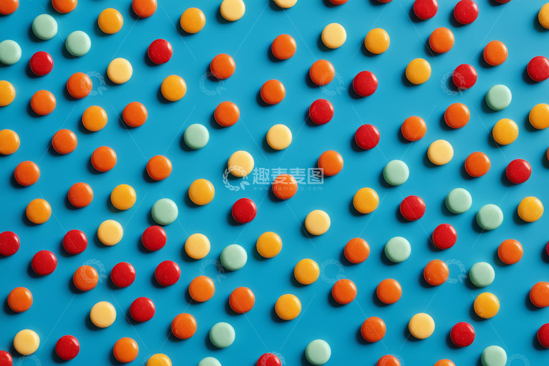 高清大图下载【趣麦麦图】蓝色背景上多彩糖果