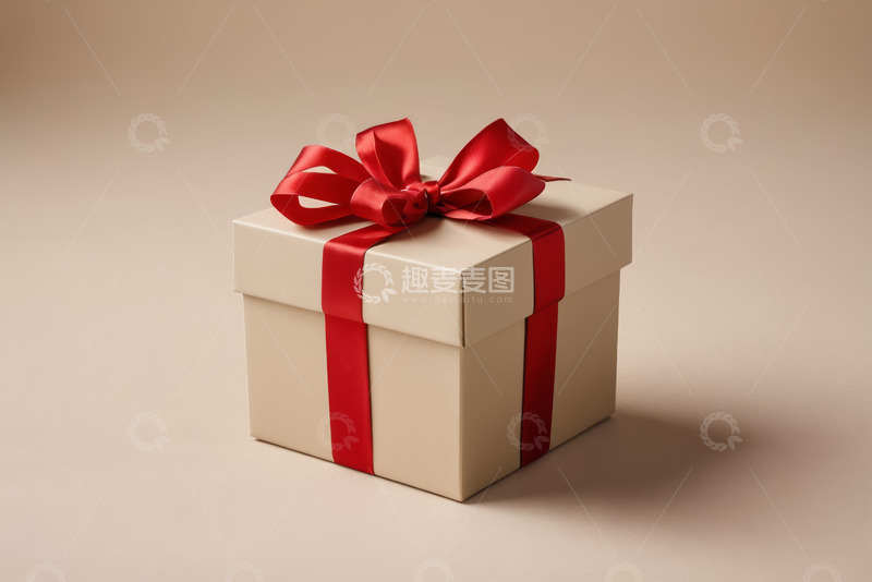 高清大图下载【趣麦麦图】带红色丝带的礼品盒