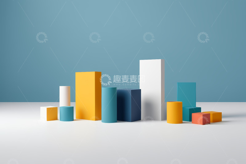 高清大图下载【趣麦麦图】多彩立体几何图形展示