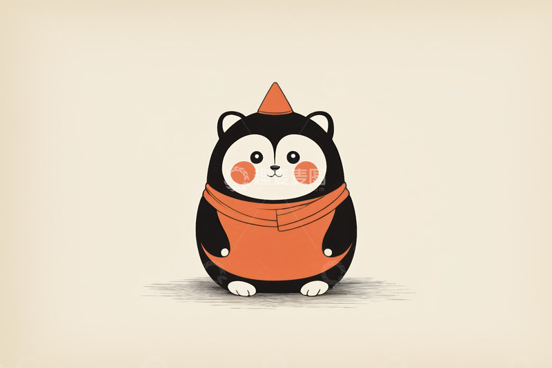 高清大图下载【趣麦麦图】戴帽围围巾的卡通小熊形象