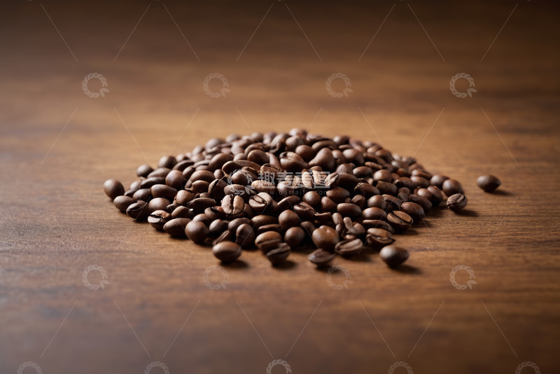 高清大图下载【趣麦麦图】木桌上的咖啡豆堆