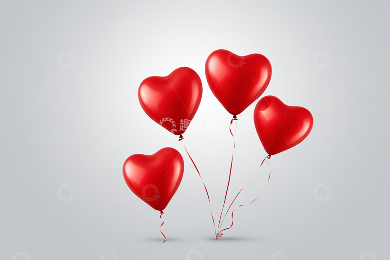 高清大图下载【趣麦麦图】红色心形气球漂浮画面