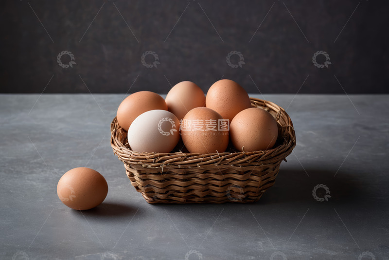 高清大图下载【趣麦麦图】篮子里的新鲜鸡蛋静物图