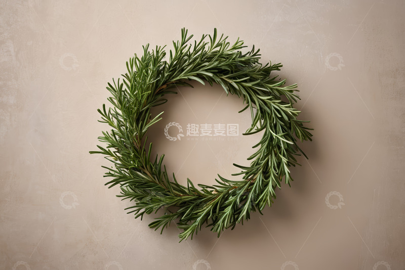 高清大图下载【趣麦麦图】绿色迷迭香花环装饰素材