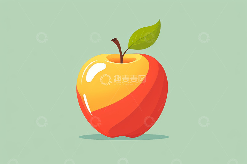 高清大图下载【趣麦麦图】卡通风格红黄色苹果插画