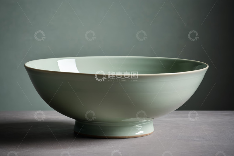高清大图下载【趣麦麦图】浅绿色陶瓷碗静物特写