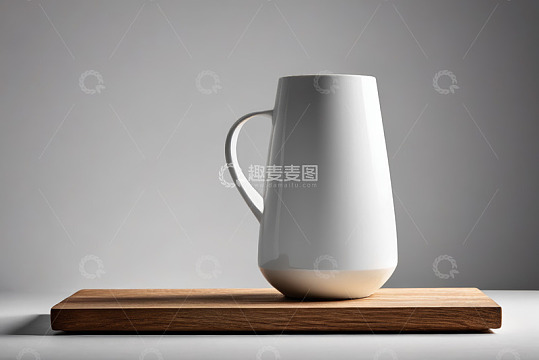 白色陶瓷杯置于木板上