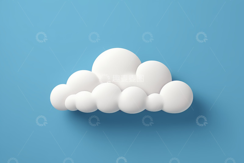 高清大图下载【趣麦麦图】蓝色背景立体白色云朵
