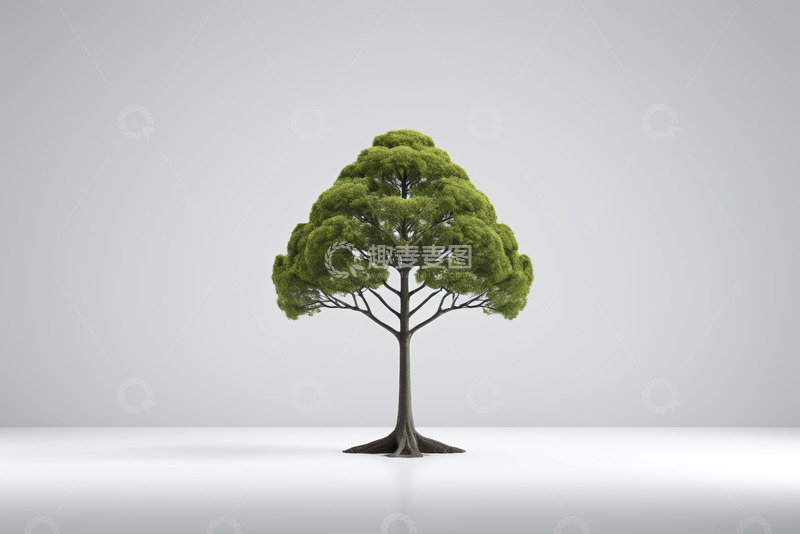 高清大图下载【趣麦麦图】单棵绿树简约背景素材