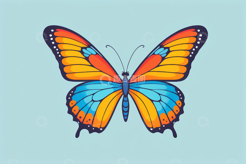 高清大图下载【趣麦麦图】彩色蝴蝶插画素材