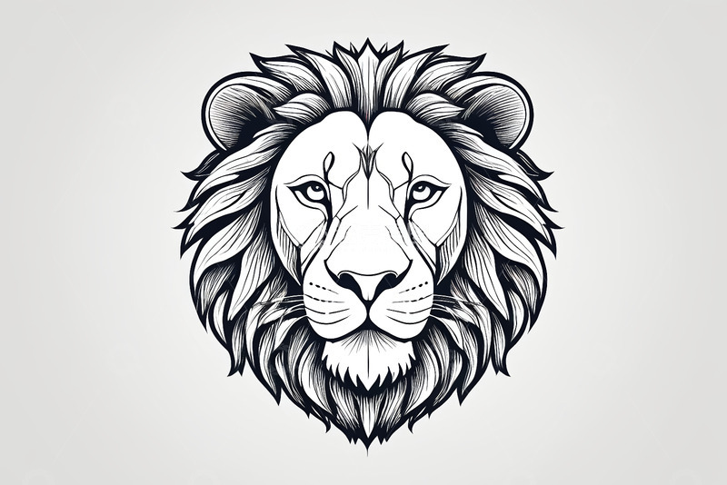 高清大图下载【趣麦麦图】黑白艺术风格狮子头像