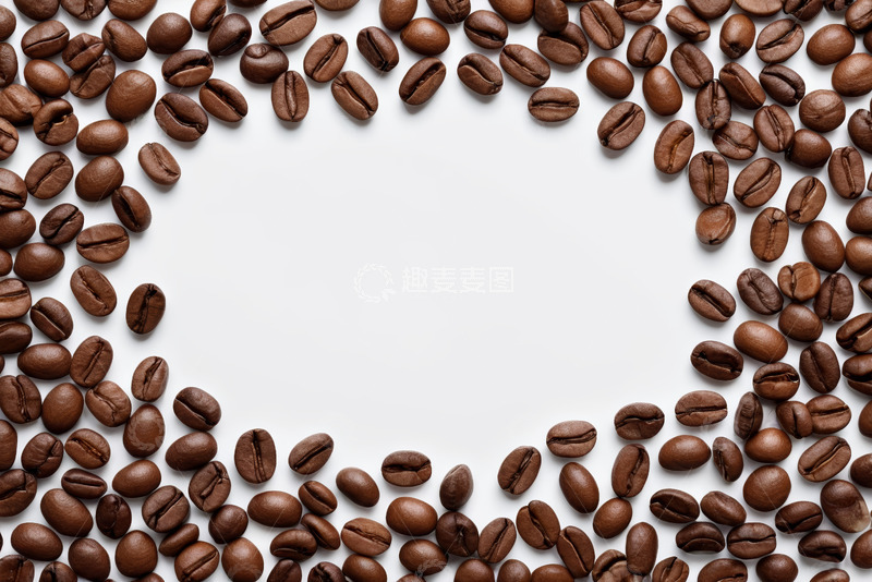高清大图下载【趣麦麦图】白色背景咖啡豆环绕画面