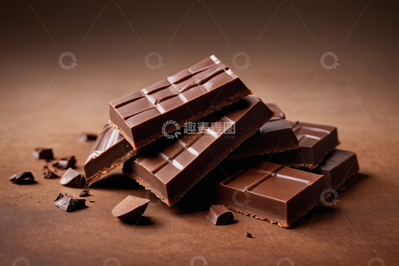 高清大图下载【趣麦麦图】堆叠摆放的块状巧克力