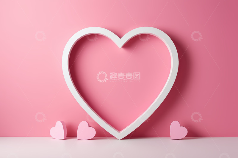 高清大图下载【趣麦麦图】粉色背景心形装饰图案