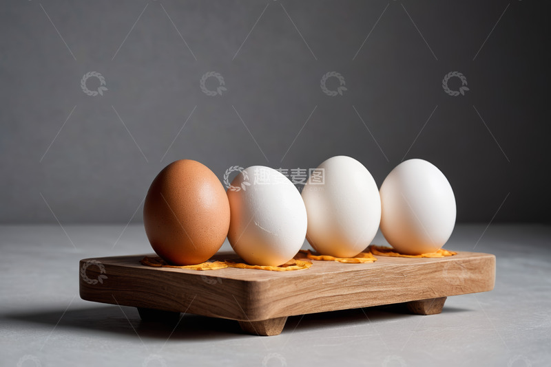 高清大图下载【趣麦麦图】木盘上摆放的多个鸡蛋