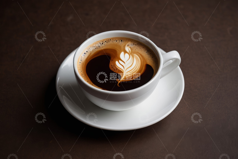 高清大图下载【趣麦麦图】白色杯碟中的拉花咖啡