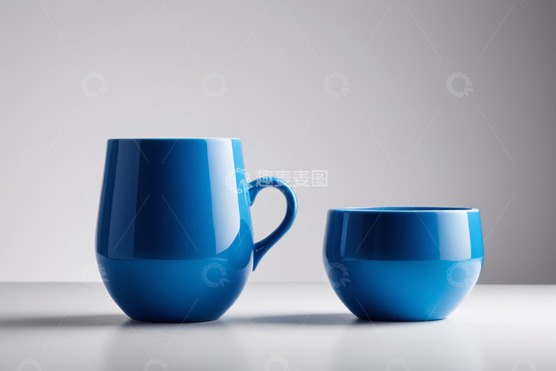 高清大图下载【趣麦麦图】蓝色杯子与杯具静物素材