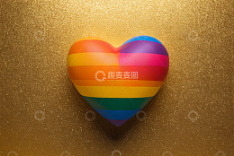 金色背景彩虹爱心