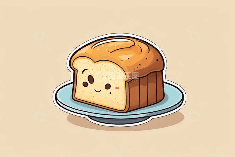 高清大图下载【趣麦麦图】卡通风格笑脸面包插画