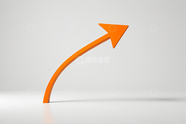 橙色弧形箭头三维立体素材