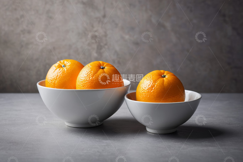 高清大图下载【趣麦麦图】白碗中摆放的新鲜橙子