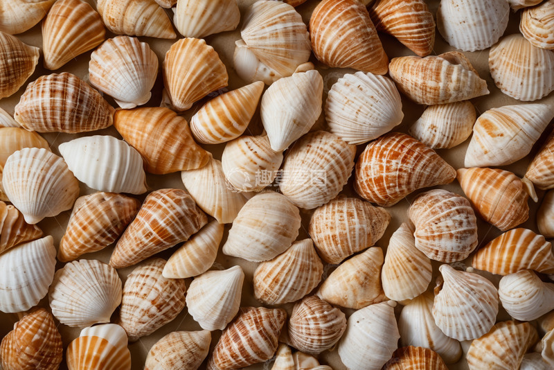高清大图下载【趣麦麦图】多种贝壳排列特写
