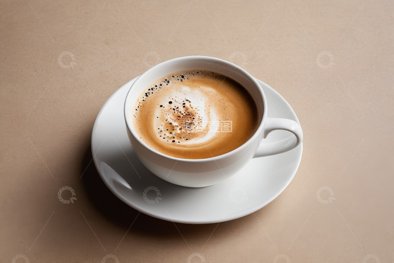 高清大图下载【趣麦麦图】白色杯碟装的卡布奇诺咖啡